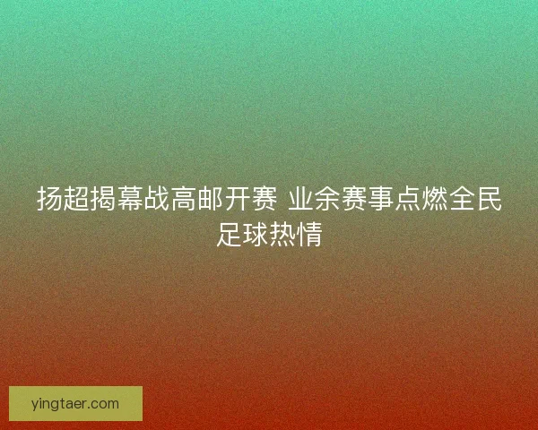 扬超揭幕战高邮开赛 业余赛事点燃全民足球热情